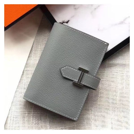 HERM Bearn Mini Wallet In Blue Lin Epsom Leather