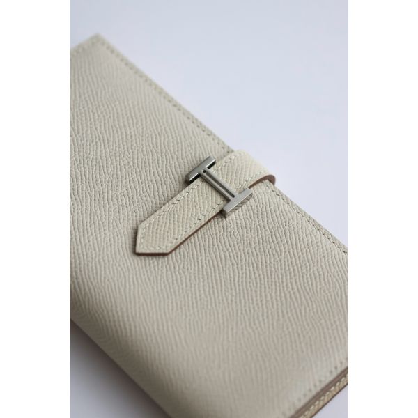 HERM Bearn Long Handmade Wallet in Craie Epsom Calfskin