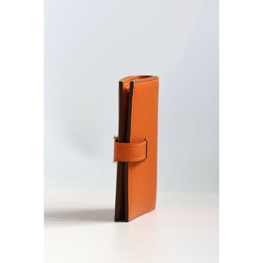 HERM Bearn Compact Handmade Wallet in Orange Epsom Calfskin