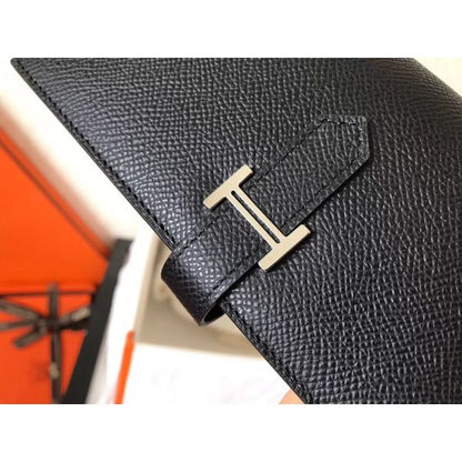 HERM Black Epsom Bearn Gusset Wallet