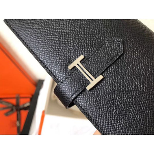 HERM Black Epsom Bearn Gusset Wallet