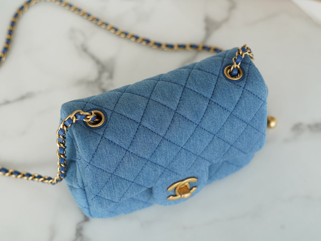 CHA 22C Denim Mini Flap
