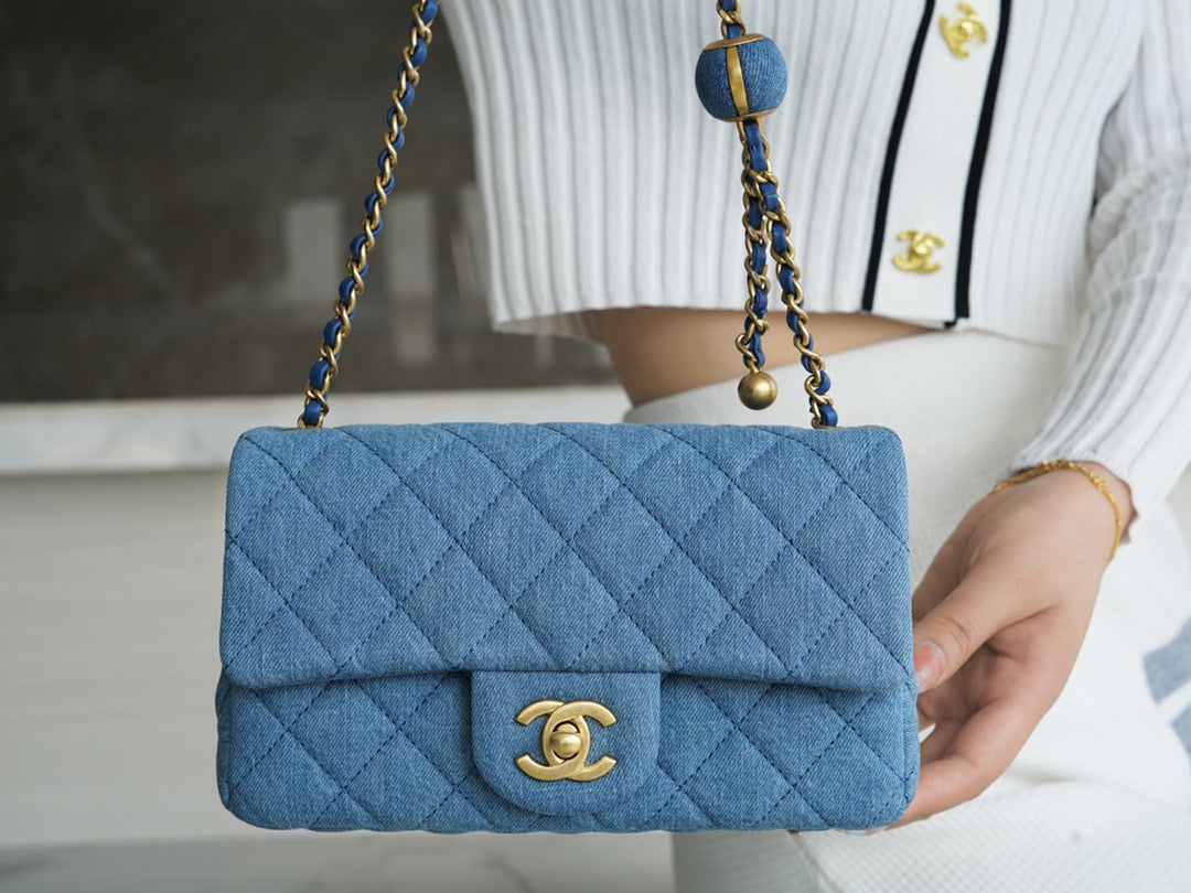 CHA 22C Denim Mini Flap
