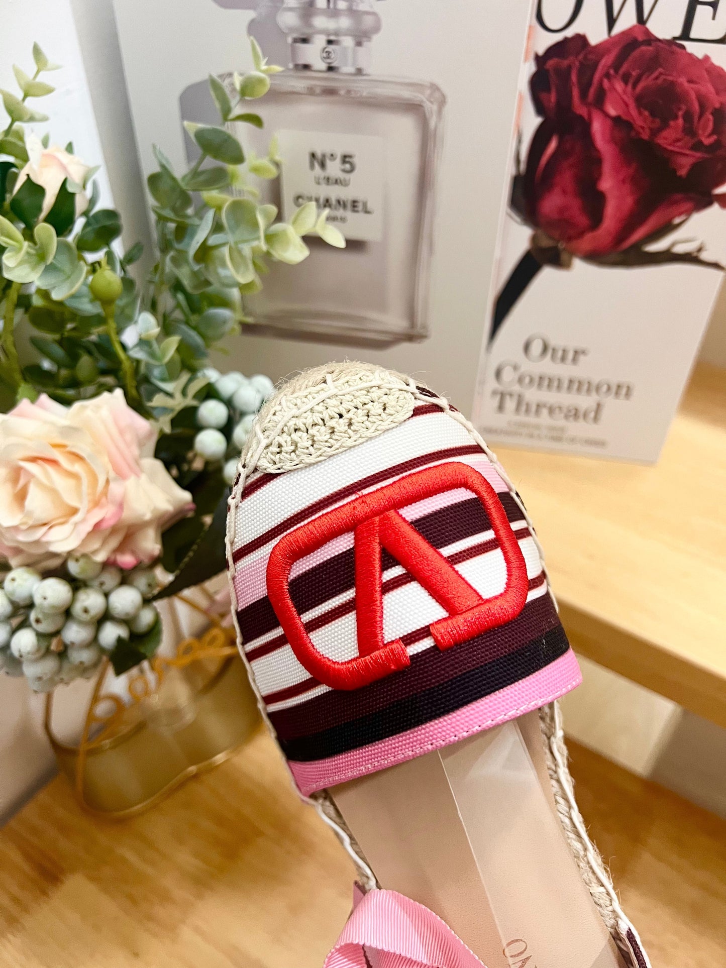 WEDGE PLATFORM SANDALS IN COLORFUL CANVAS 85 MM