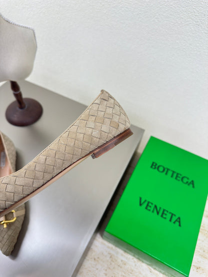 BALLET FLAT IN SAND BROWN INTRECCIATO SUEDE