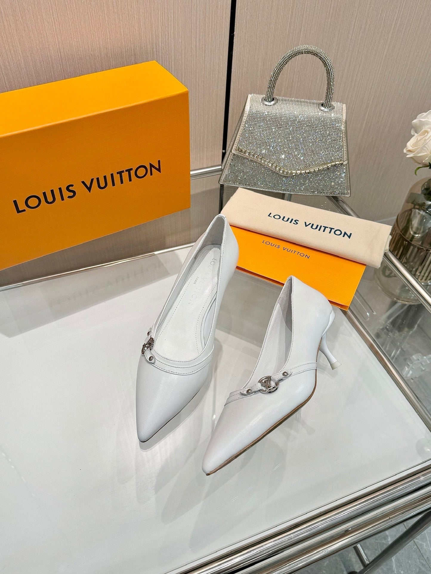 6AM HIGH HEELS 55 MM IN WHITE LAMBSKIN