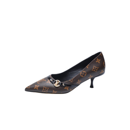 6AM HIGH HEELS 55 MM IN CHOCOLATE BROWN MONOGRAM LAMBSKIN