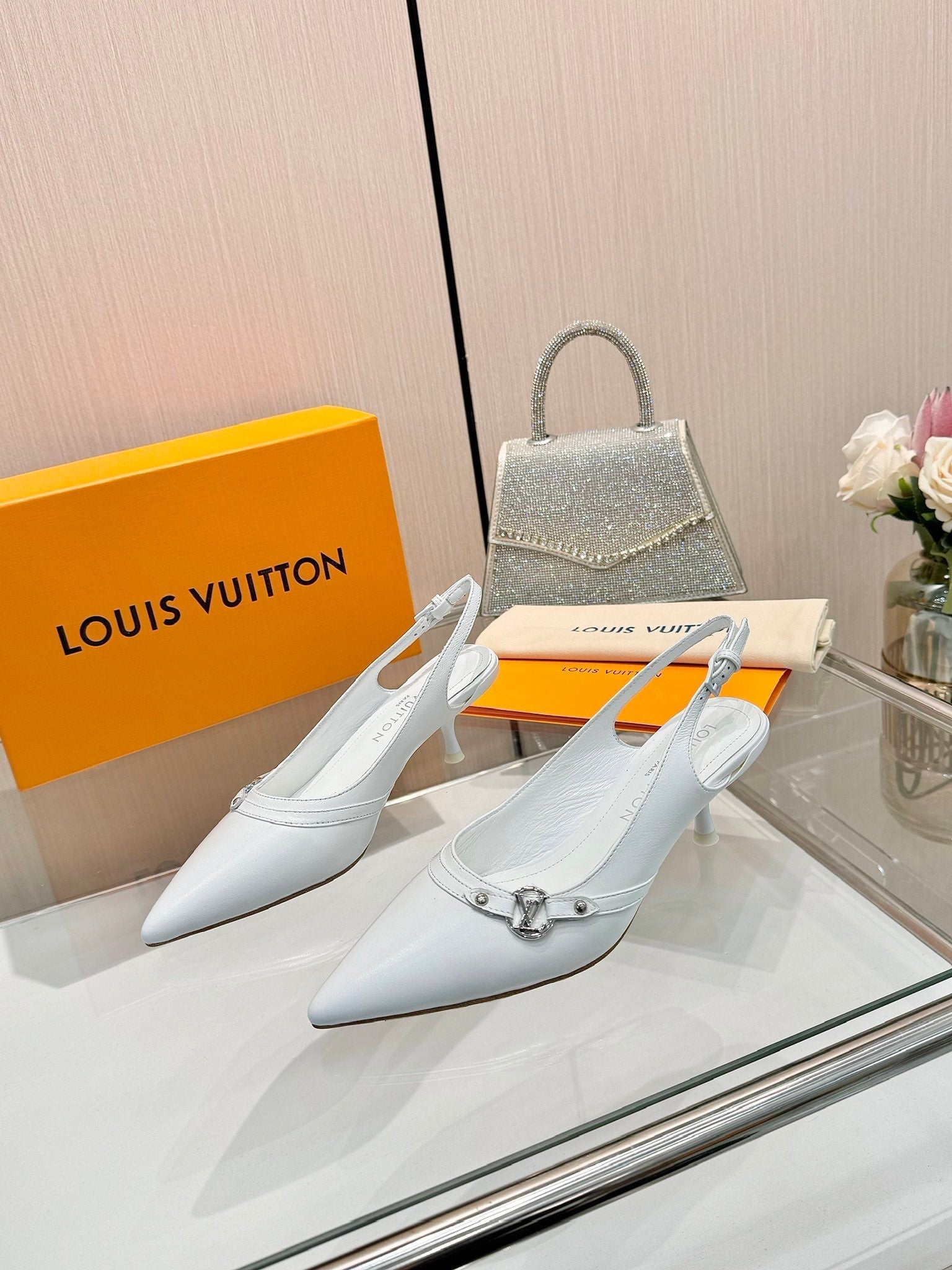 6AM SLINGBACK HIGH HEELS 55 MM IN WHITE LAMBSKIN