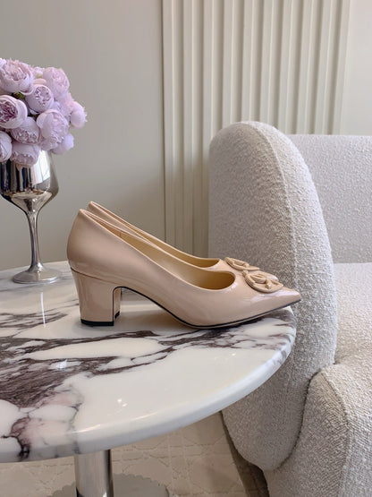 HIGH PUMP 65 MM IN BEIGE CREAM PATENT CALFSKIN