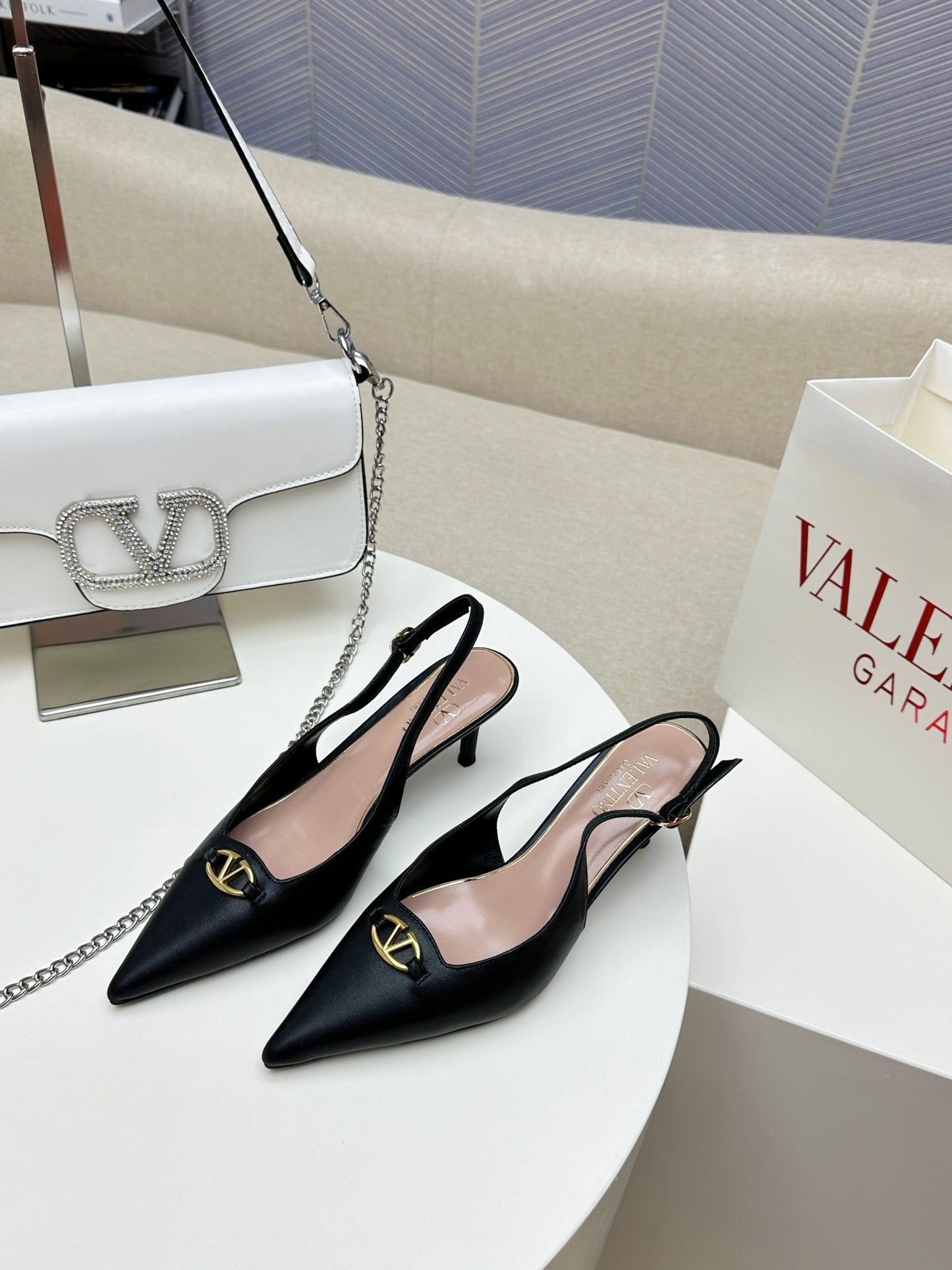 HIGH SLINGBACK 60MM IN BLACK CALFSKIN
