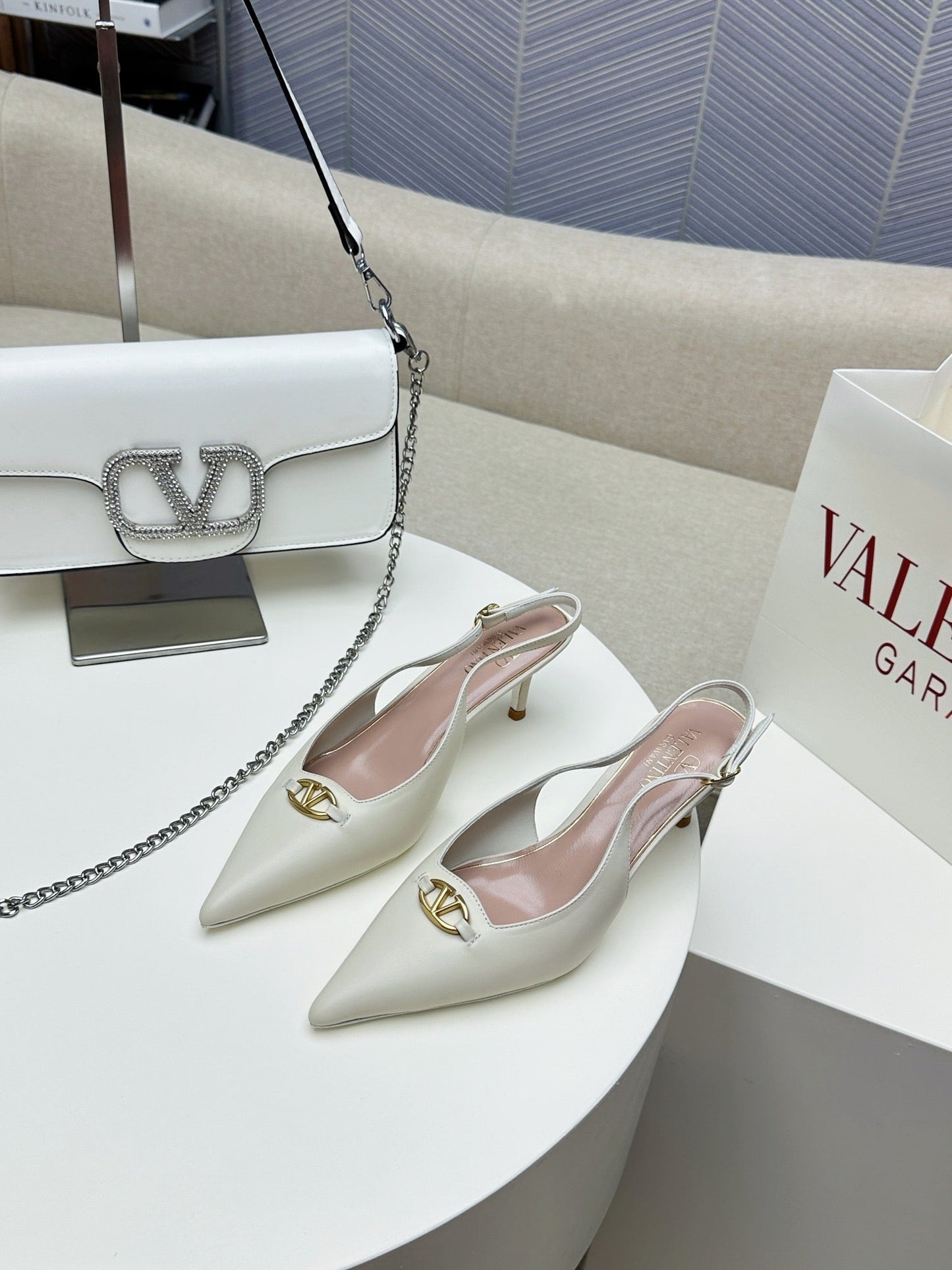 HIGH SLINGBACK 60MM IN WHITE CALFSKIN