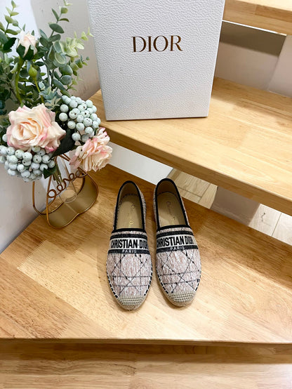 GRANVILLE ESPADRILLE TAN BEIGE OBLIQUE EMBROIDERED COTTON