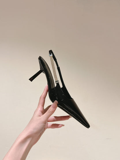 BLAKE SLINGBACK PUMPS 80 IN BLACK PATENT LEATHER