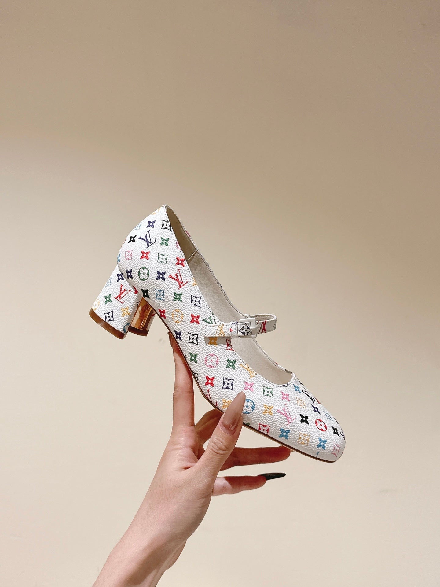 SWING HIGH MARY JANE 55 MM IN WHITE MONOGRAM CALFSKIN