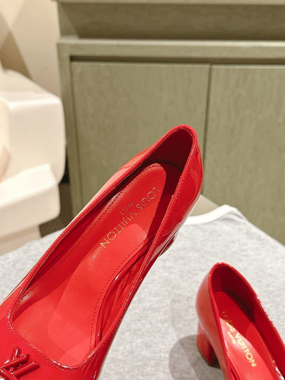 SWING HIGH PUMP 55 MM IN CRIMSON RED PATENT CALFSKIN
