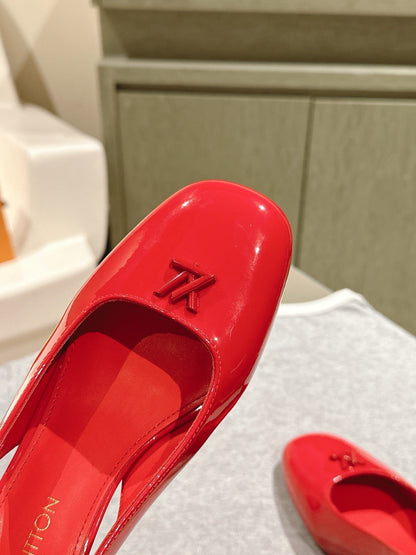 SWING SLINGBACK PUMP 55 MM IN CRIMSON RED CALFSKIN