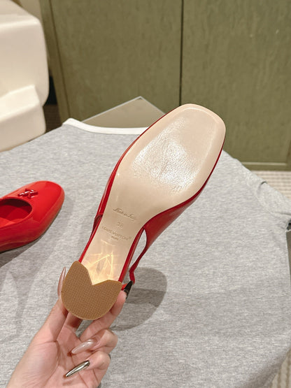 SWING SLINGBACK PUMP 55 MM IN CRIMSON RED CALFSKIN