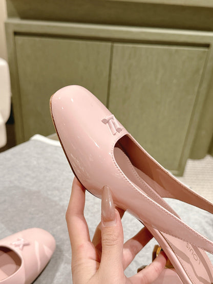 SWING SLINGBACK PUMP 55 MM IN PEACH PINK CALFSKIN