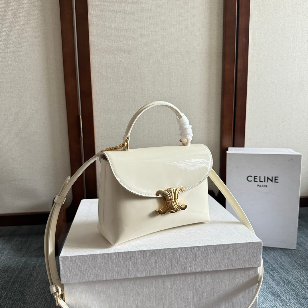 TEEN NINO BAG 20 IN WHITE GLOSSY CALFSKIN GOLD HARDWARE