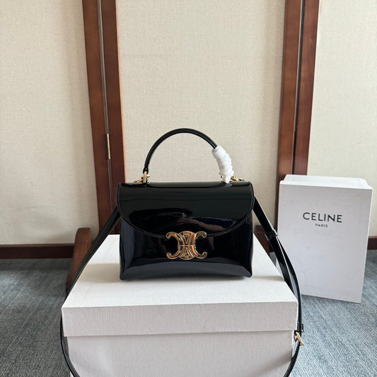 TEEN NINO BAG 20 IN BLACK GLOSSY CALFSKIN GOLD HARDWARE