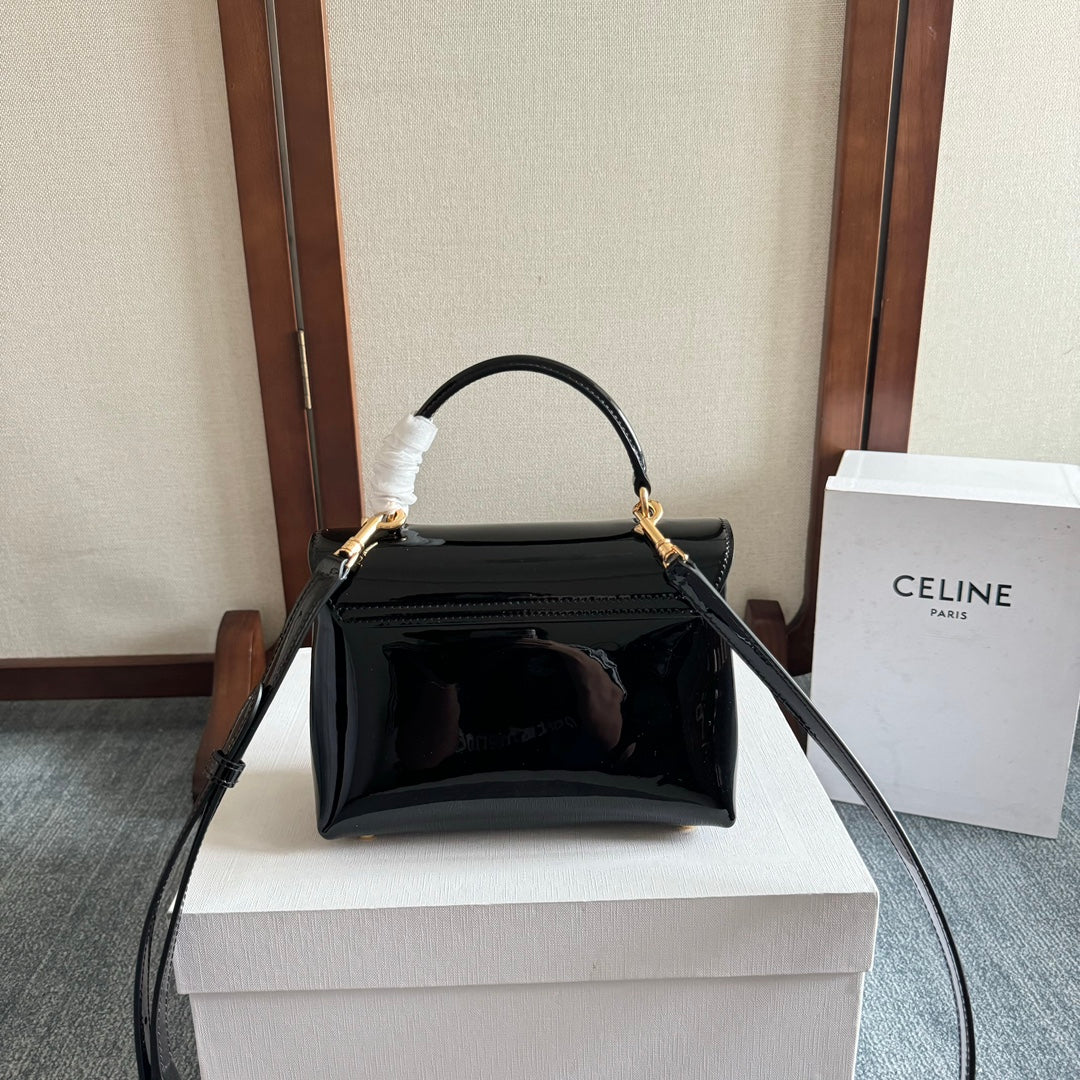 TEEN NINO BAG 20 IN BLACK GLOSSY CALFSKIN GOLD HARDWARE