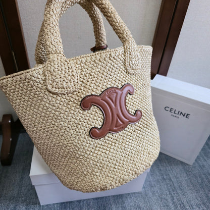 CELINE BAG TRIOMPHE 23 IN LIGHT BEIGE RAFFIA