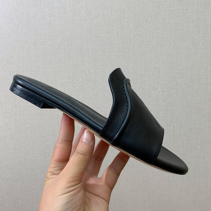 LP HIGHT TOP FLAT SLIPPERS BLACK CALFSKIN