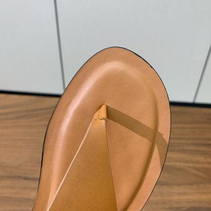 FLIP FLOPS SANDAL IN LIGHT BROWN CALFSKIN
