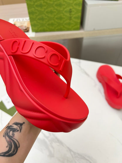 THONG PLATFORM IN RUBY RED IMPORTED TPU