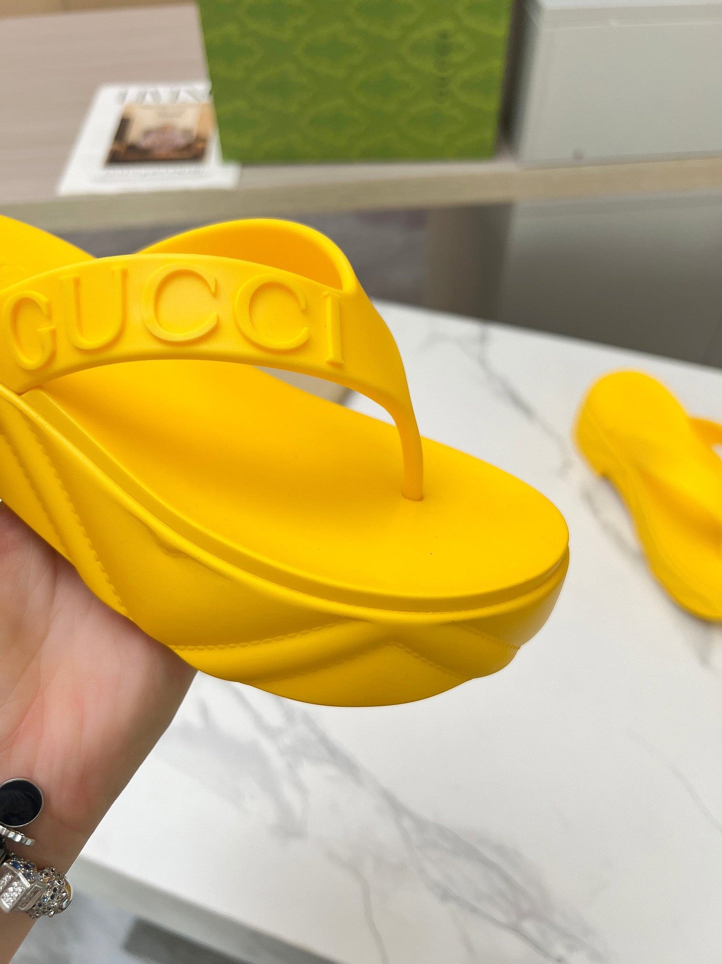 THONG PLATFORM IN BRIGHT YELLOW IMPORTED TPU