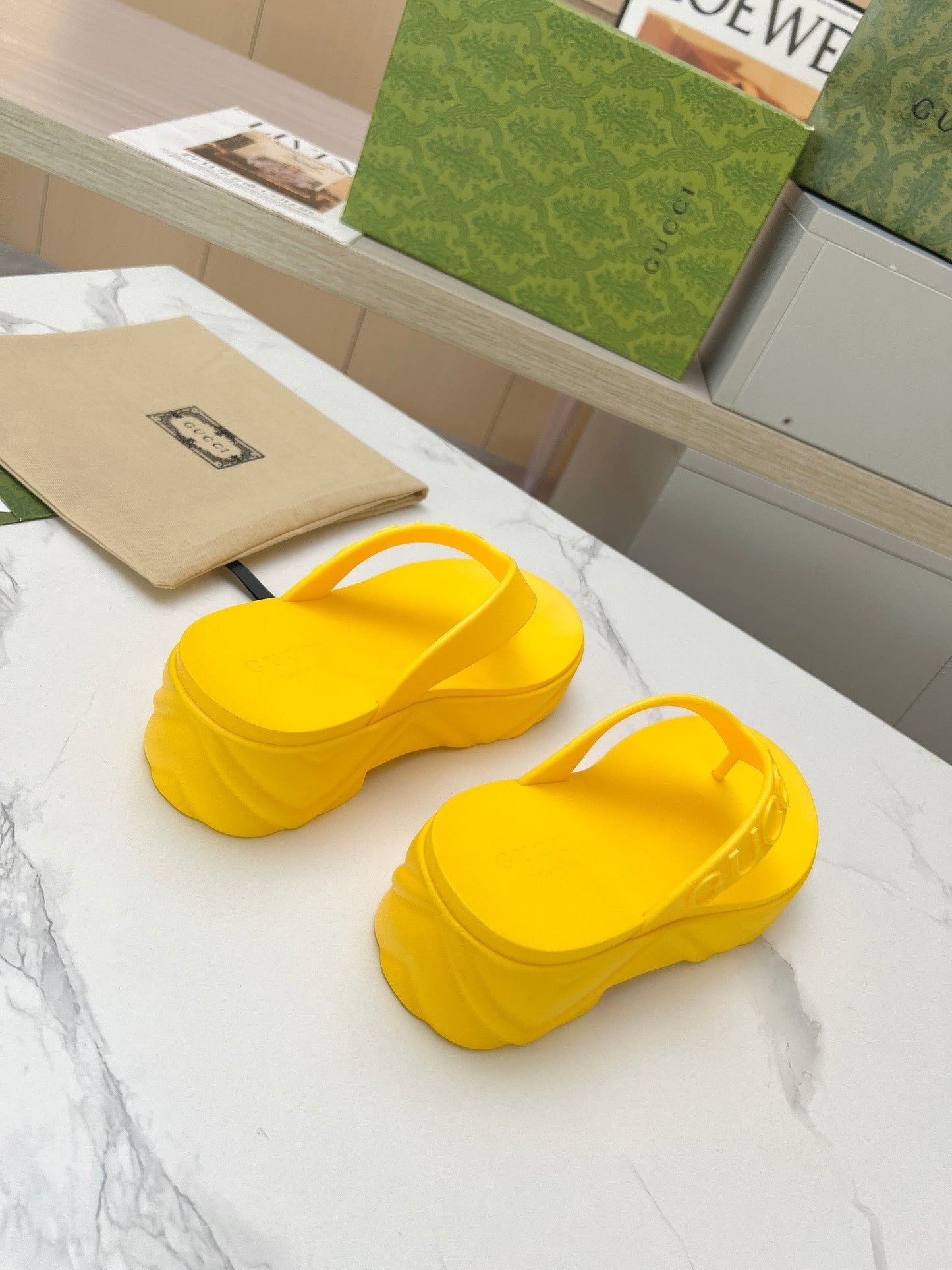 THONG PLATFORM IN BRIGHT YELLOW IMPORTED TPU