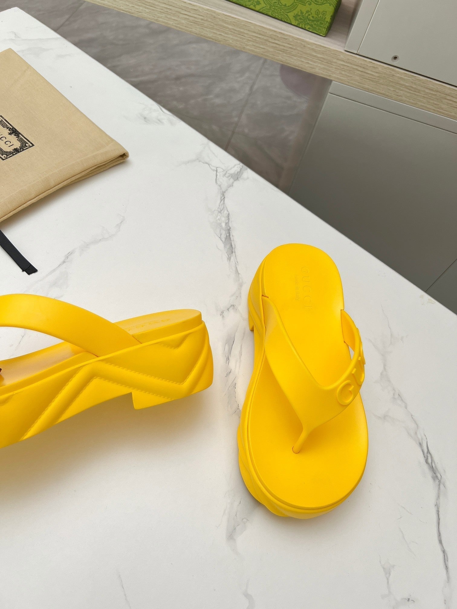 THONG PLATFORM IN BRIGHT YELLOW IMPORTED TPU