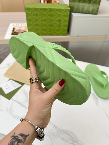 THONG PLATFORM IN PISTACHIO GREEN IMPORTED TPU