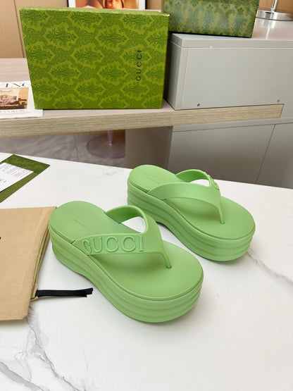 THONG PLATFORM 5 CM IN PISCHIATO GREEN IMPORTED TPU