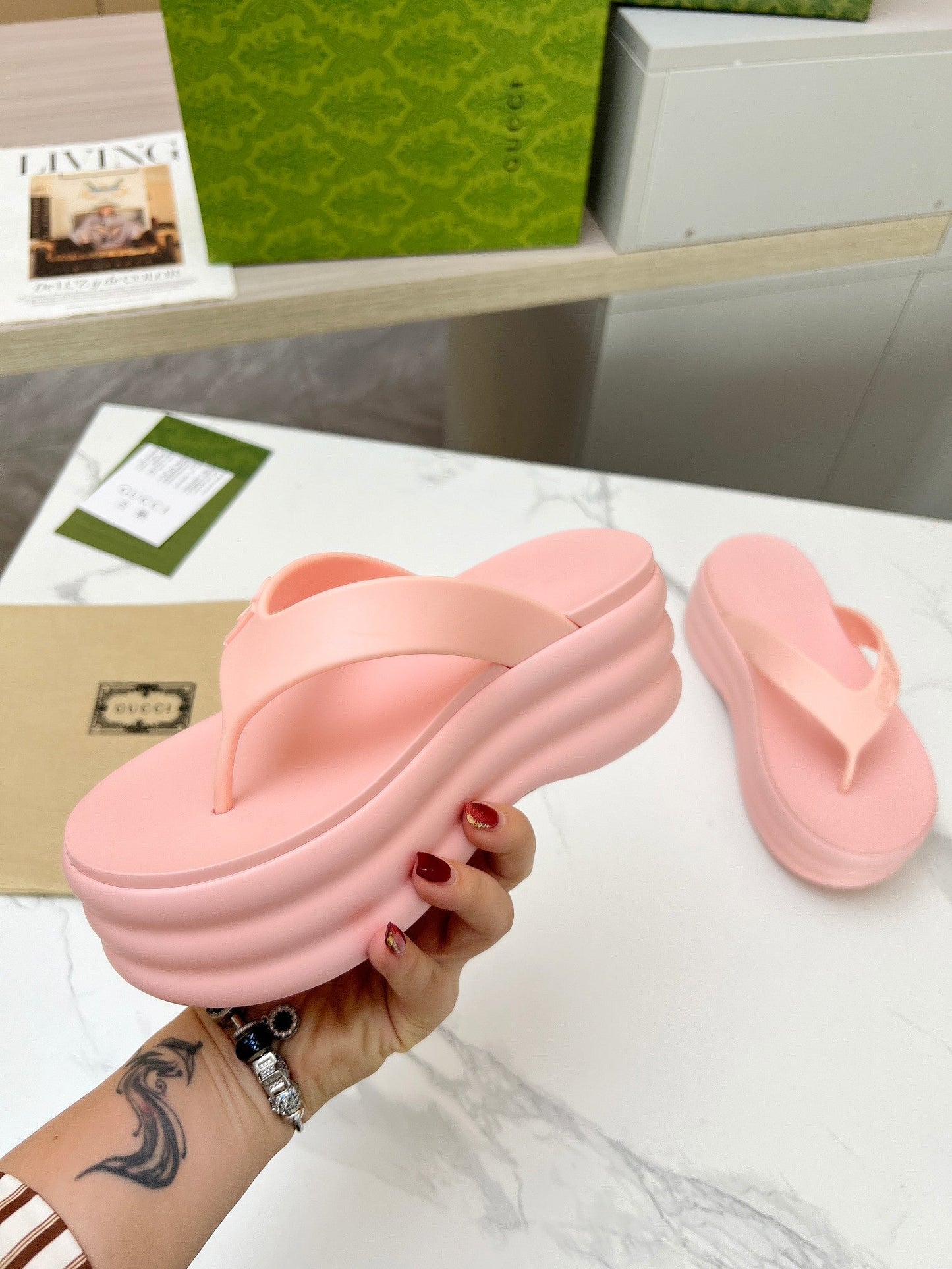 THONG PLATFORM 5 CM IN LIGHT PINK IMPORTED TPU