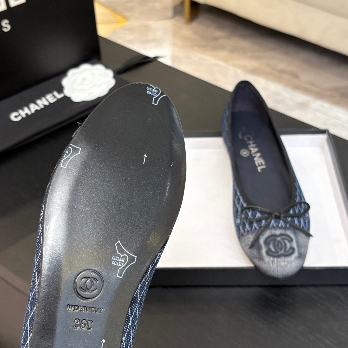 BALLET FLATS IN AEGEAN BLUE MONOGRAM DENIM