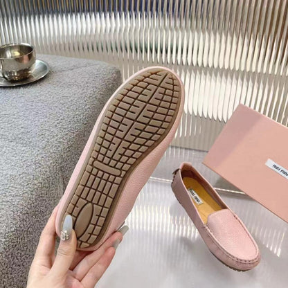 SLIP-ON HAND-SEWN SHOES LIGHT PINK COWHIDE