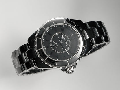 J12 Automatic Black Ceramic Black Numerals Black Dial Black Steel Hands