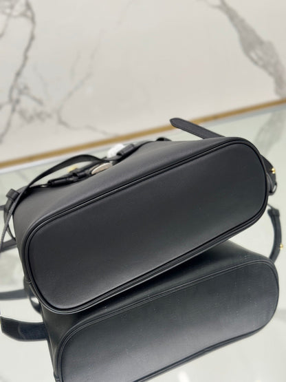 TOTE BAG WITH BELT 32 IN BLACK IMPORTED CALFSKIN