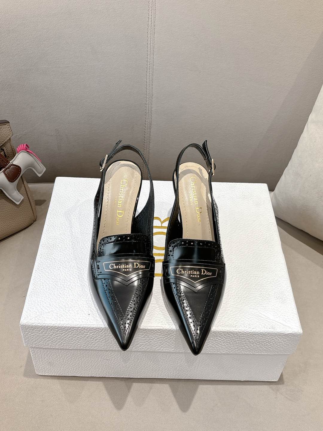 BOY SLINGBACK PUMP 35 MM IN BLACK CALFSKIN