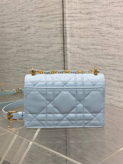 MISS CARO MINI BAG 17 IN BABY BLUE MACROCANNAGE LAMBSKIN