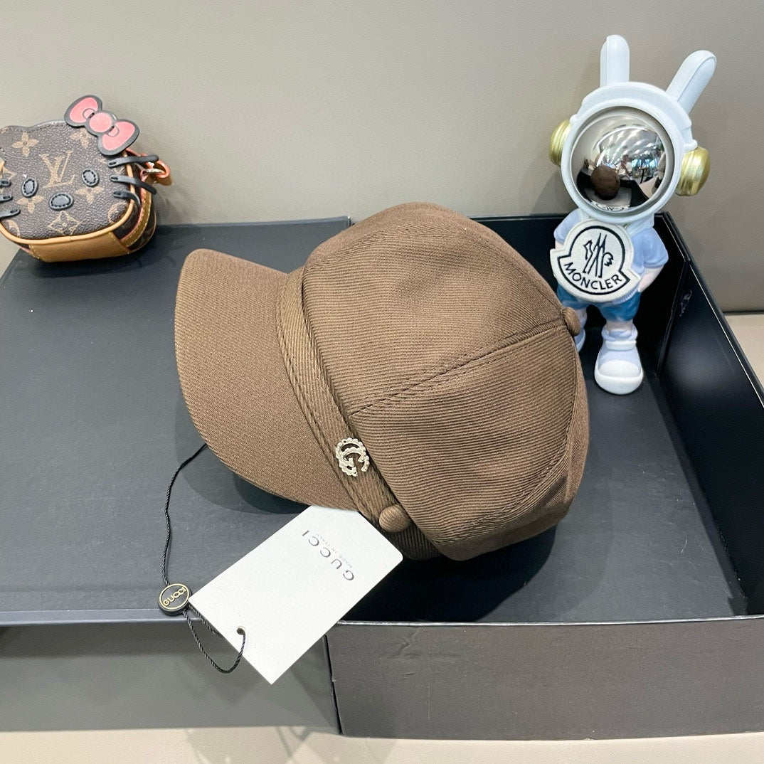 BAKER BOY CAP IN MEDIUM BROWN FABRIC 400795