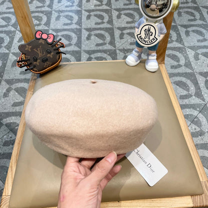 AUSTRALIAN BERET HAT IN LINEN BEIGE WOOL FELT 431715