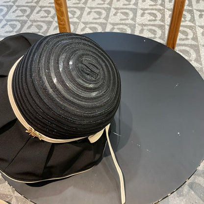 STRIPED BUCKET HAT IN BLACK COTTON 434998