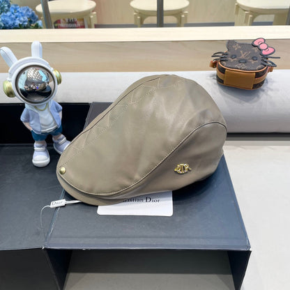 BAKER BOY HAT IN GRAYISH BROWN LEATHER 436767