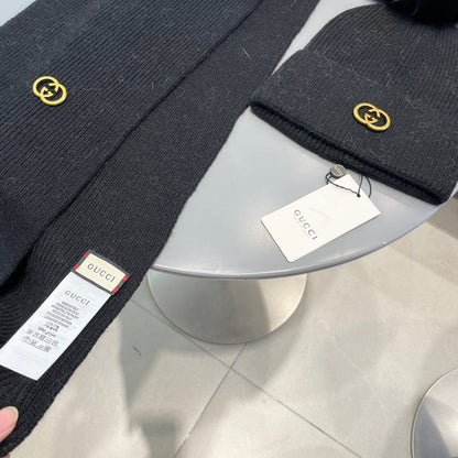 SET SCARF AND HAT IN BLACK CASHMERE 436221
