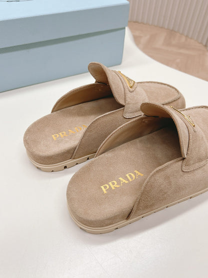PRA SABOTS MULES LIGHT BROWN SUEDE