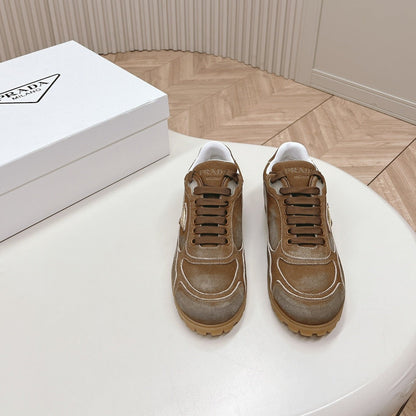PRA FADED SUEDE SNEAKERS SEPIA AND WHITE