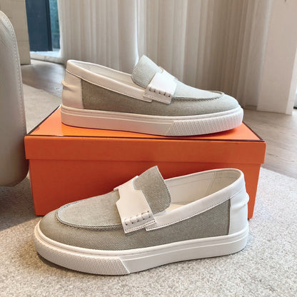 JOB LOAFER LIGHT GRAY MIX WHITE CALFSKIN