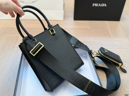 EMBOSSED LOGO MINI CROSSBODY BAG 19 IN BLACK SAFFIANO LEATHER